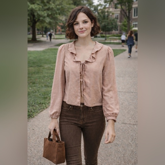 Dex Ruffle Tie Front Blouse - Picture 13 of 13